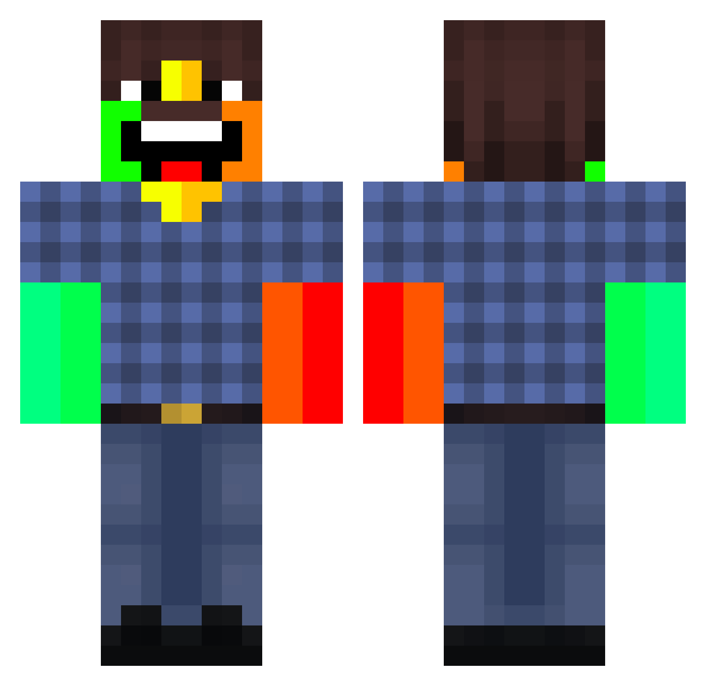 Achama_Pitamori Minecraft skin, front and back view