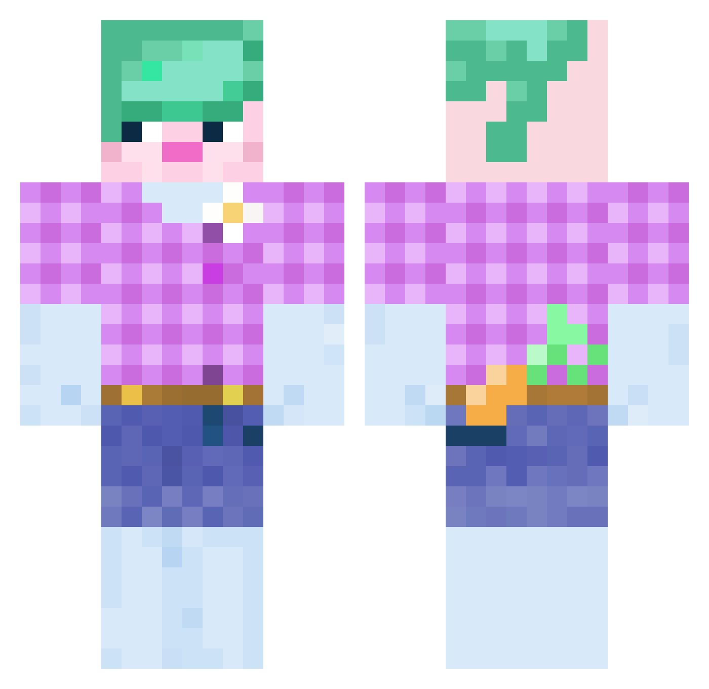 spingpongle Minecraft skin, front and back view