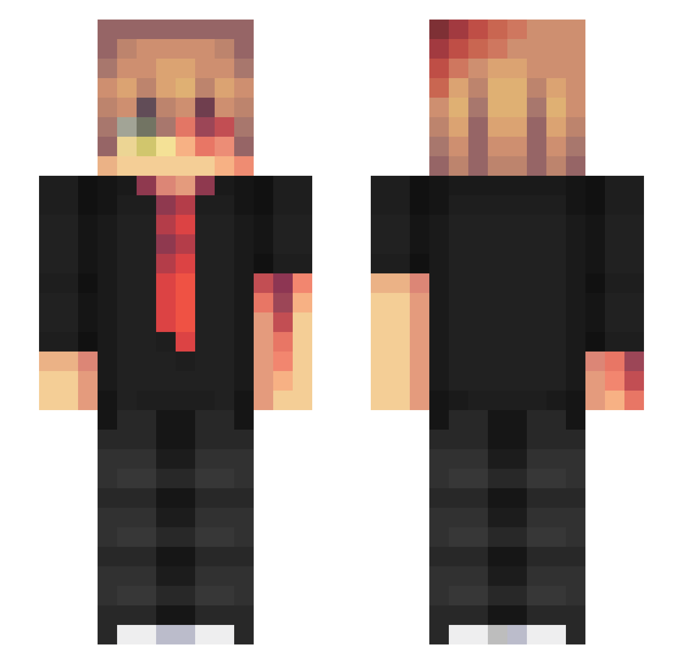 Silfiett Minecraft skin, front and back view