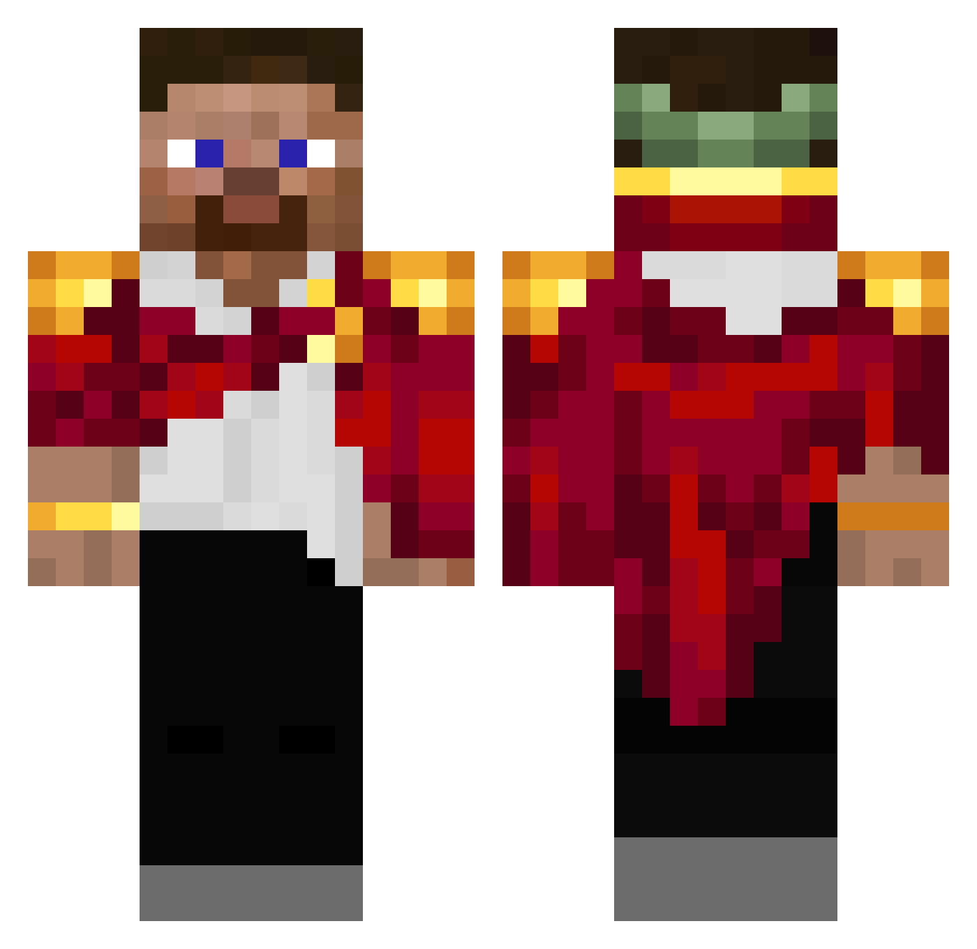 Fisheater19 Minecraft skin, front and back view