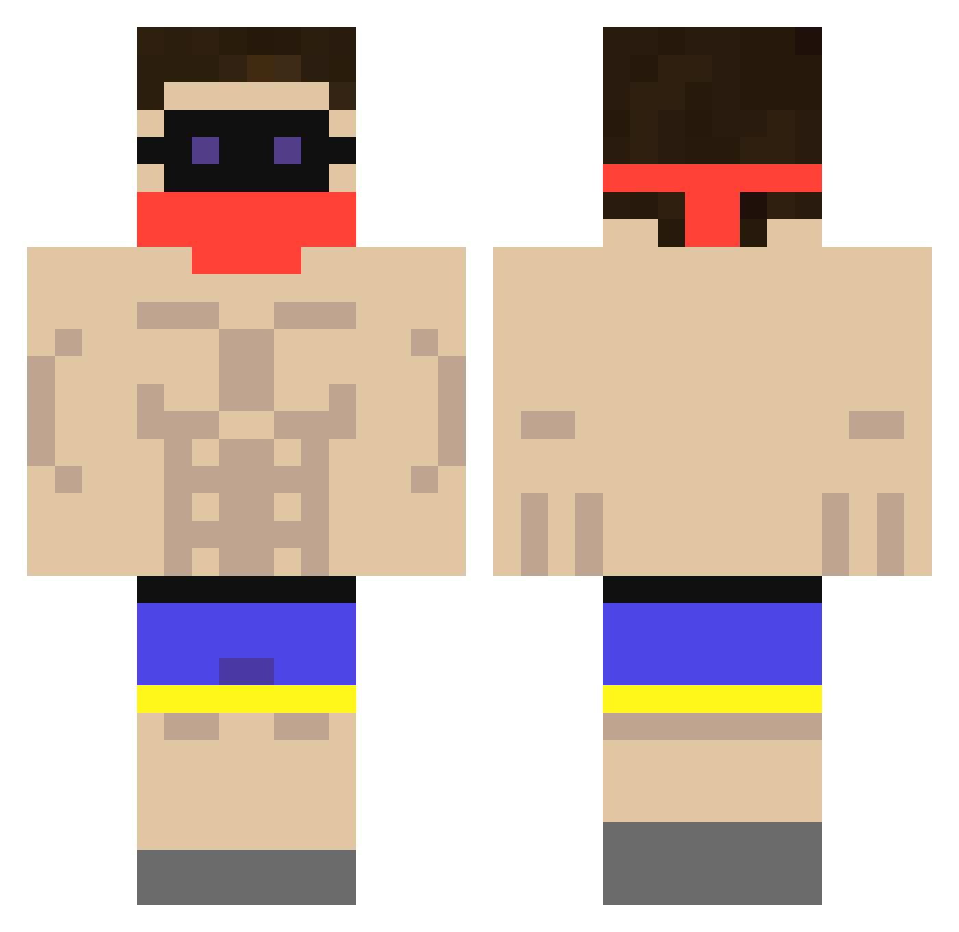MachoLasse Minecraft skin, front and back view