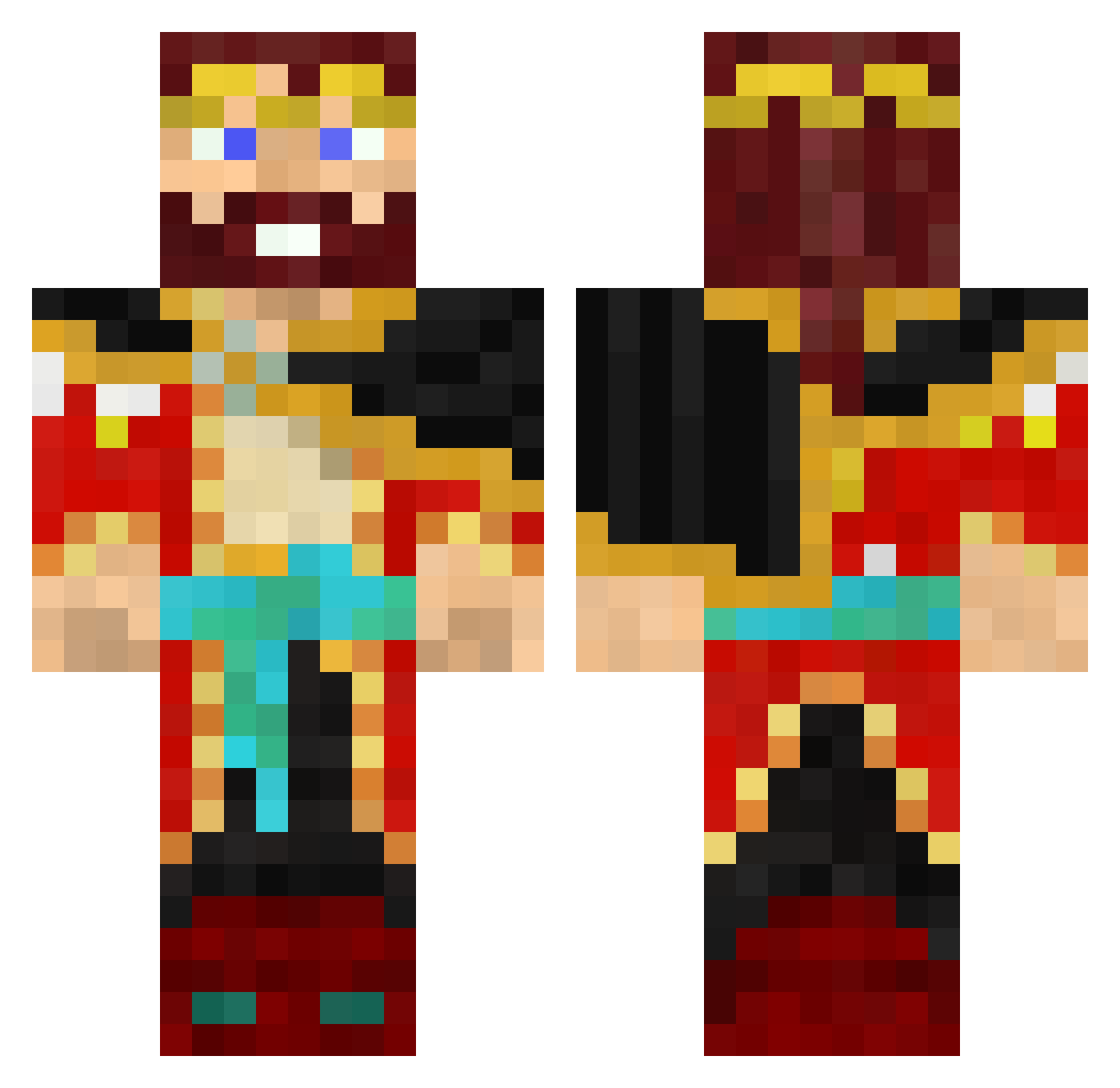 ScarLetRPhoenIxS Minecraft skin, front and back view