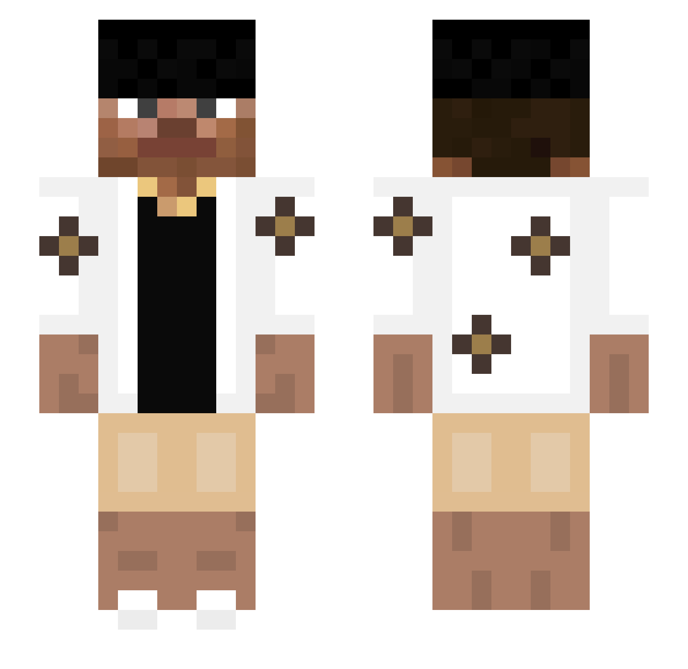 Vi1sasM1es Minecraft skin, front and back view