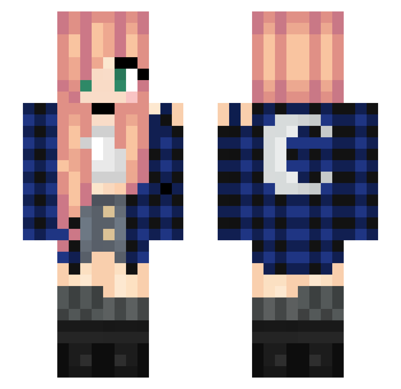 KhajiitHasWares Minecraft skin, front and back view