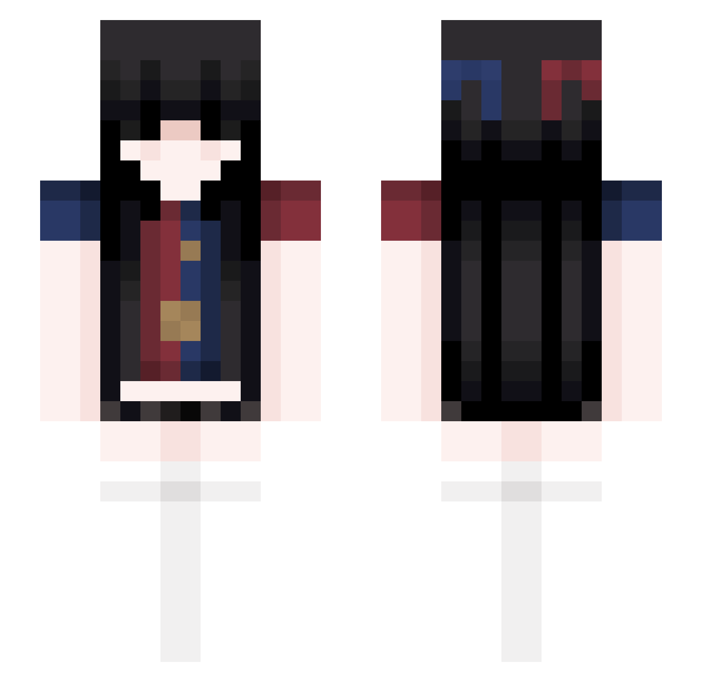 vuntel Minecraft skin, front and back view