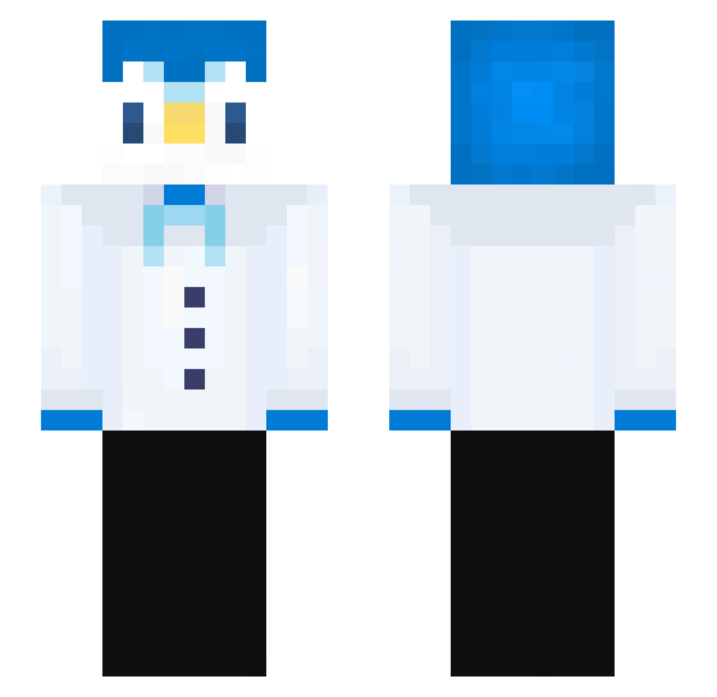 Quangles Minecraft skin, front and back view