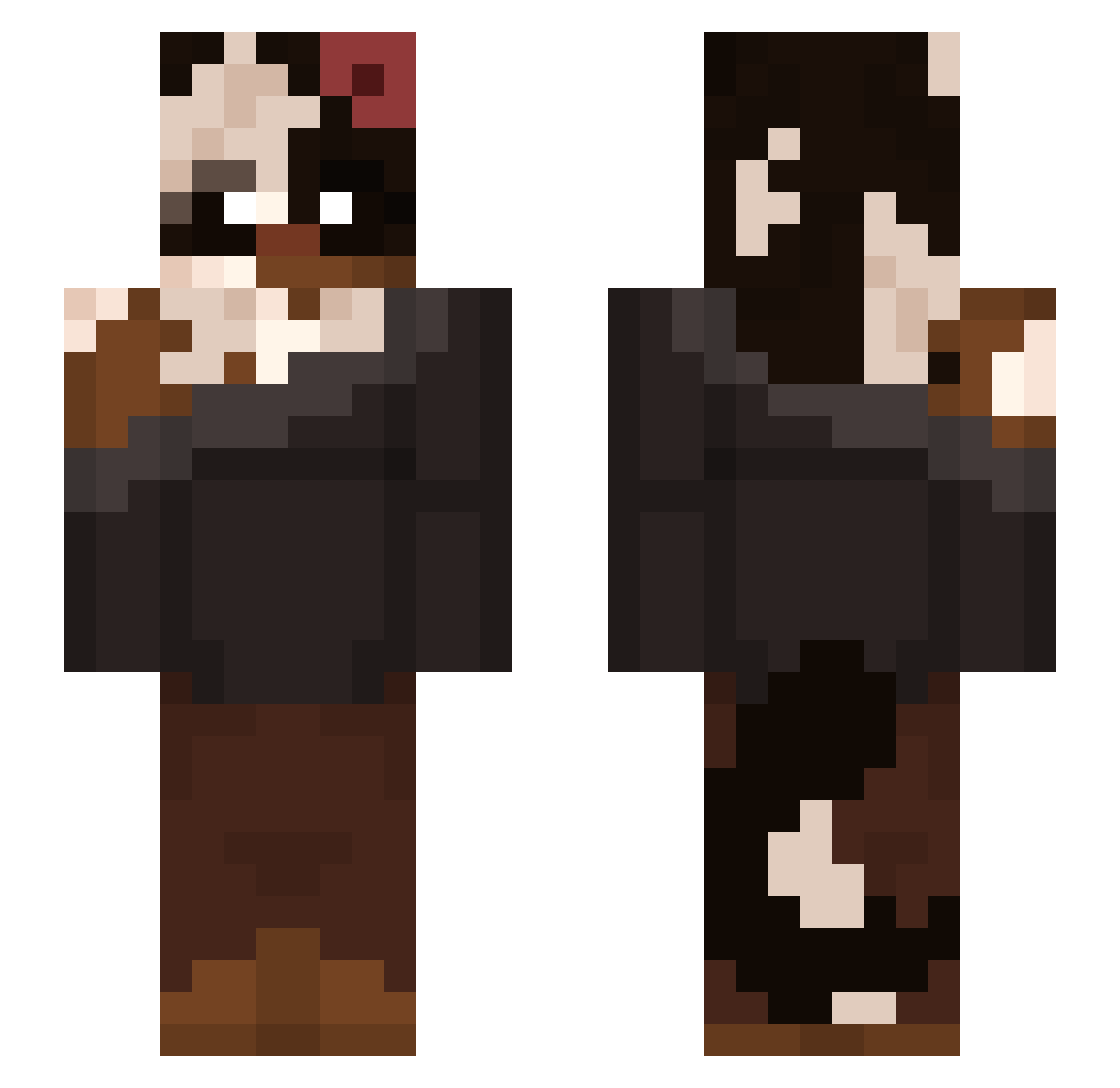 CattyMouse Minecraft skin, front and back view