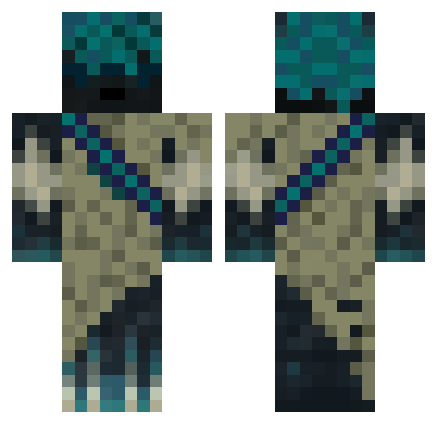 Wardeknite Minecraft skin, front and back view