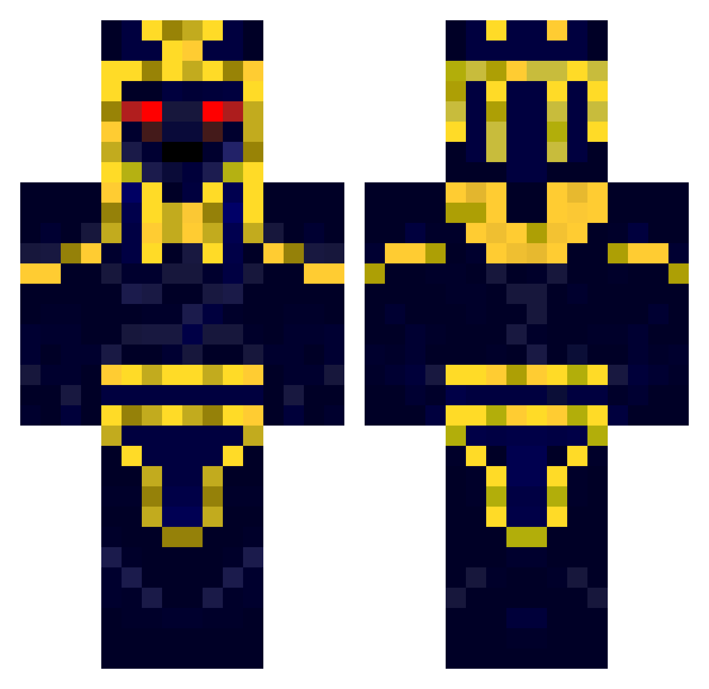 Reorganiser Minecraft skin, front and back view