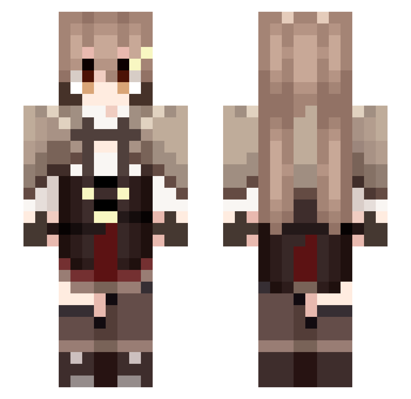 Zoe_Hope Minecraft skin, front and back view
