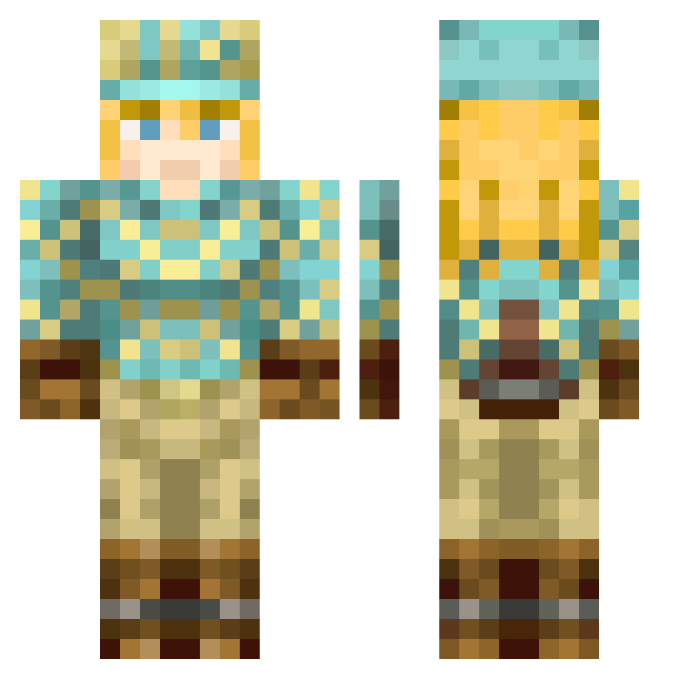poopoomans Minecraft skin, front and back view