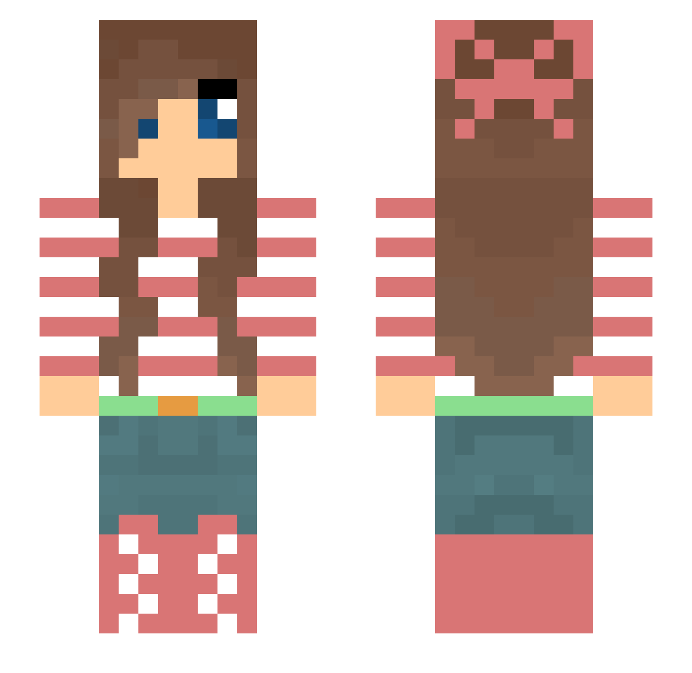 InfiWorld Minecraft skin, front and back view