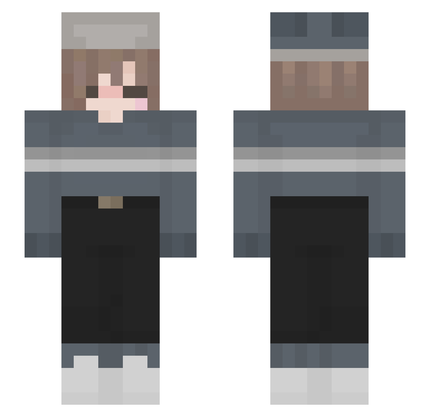 Pasx Minecraft skin, front and back view