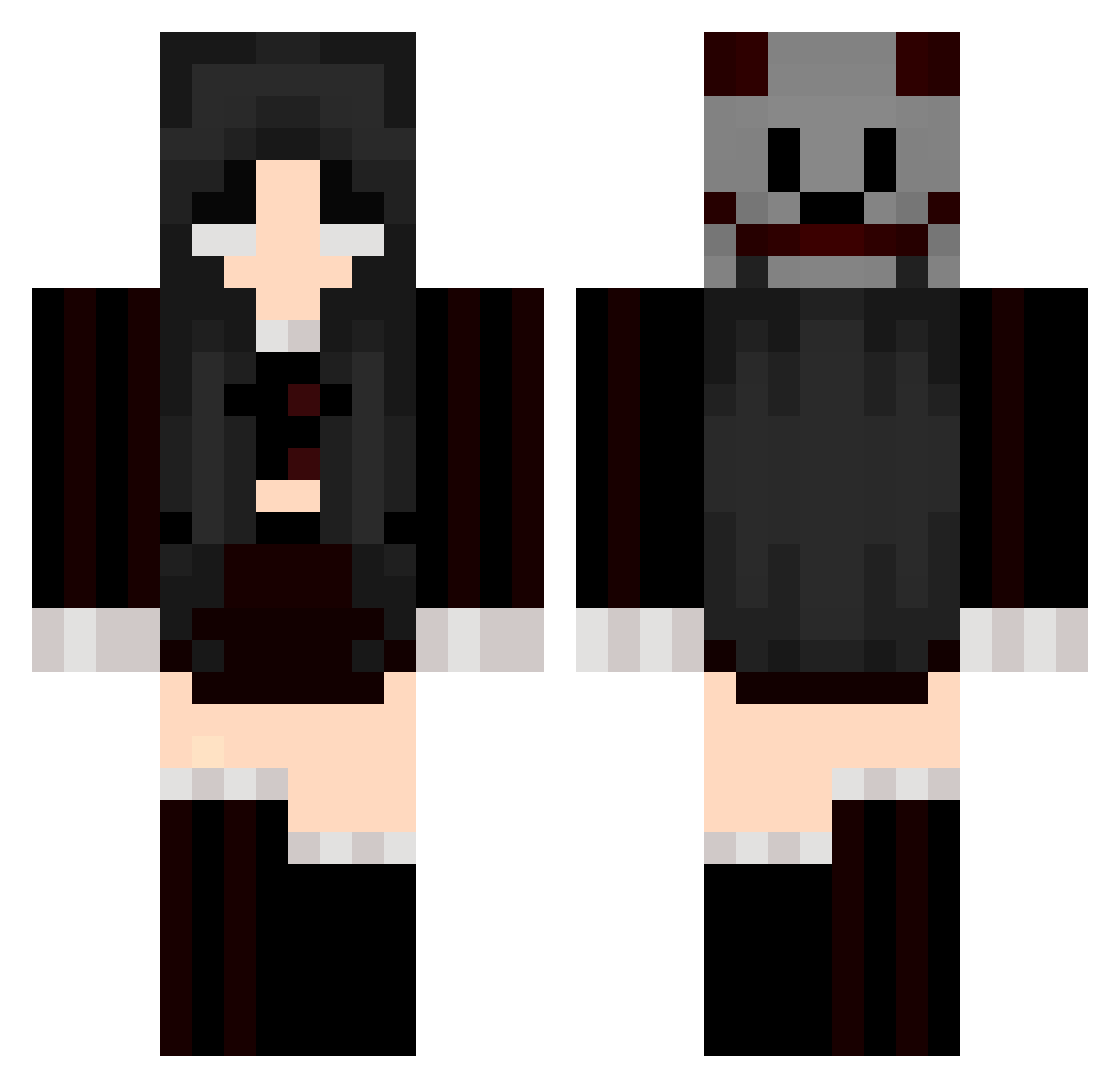 Clowniex Minecraft skin, front and back view