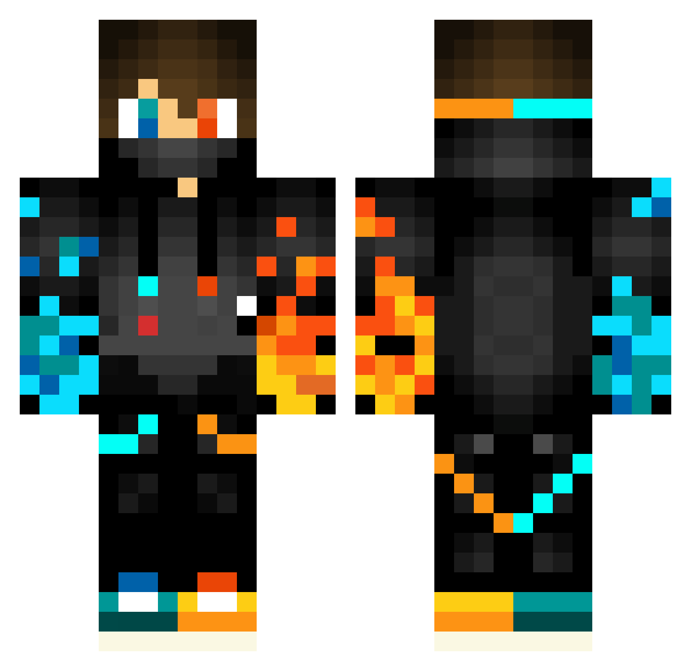Akkumetsu Minecraft skin, front and back view