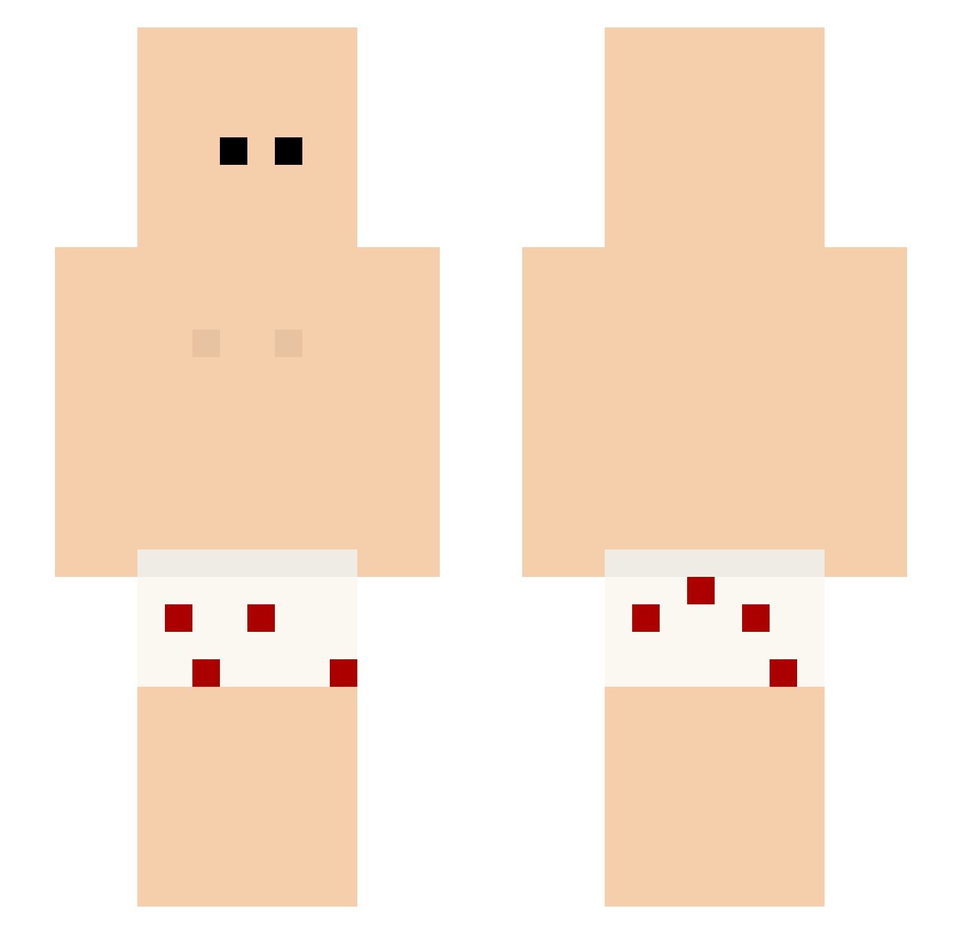 PxJo Minecraft skin, front and back view