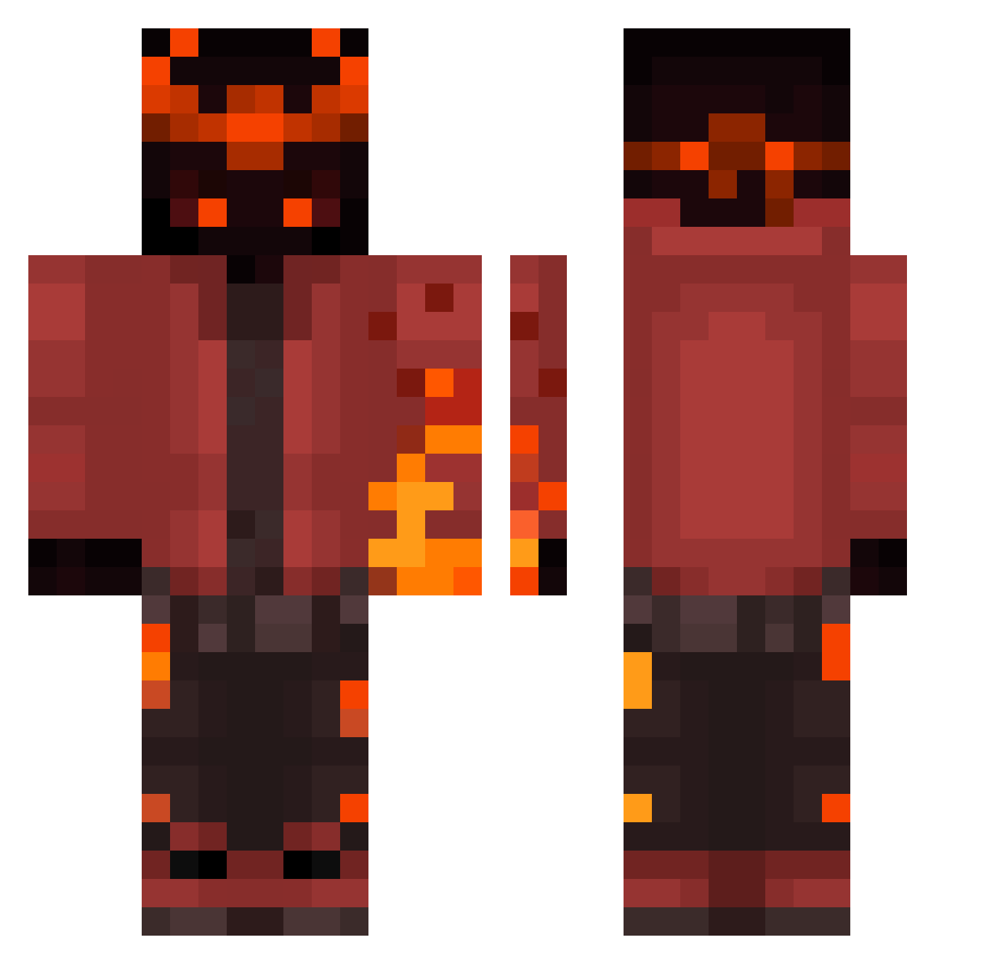 FireWalker27 Minecraft skin, front and back view