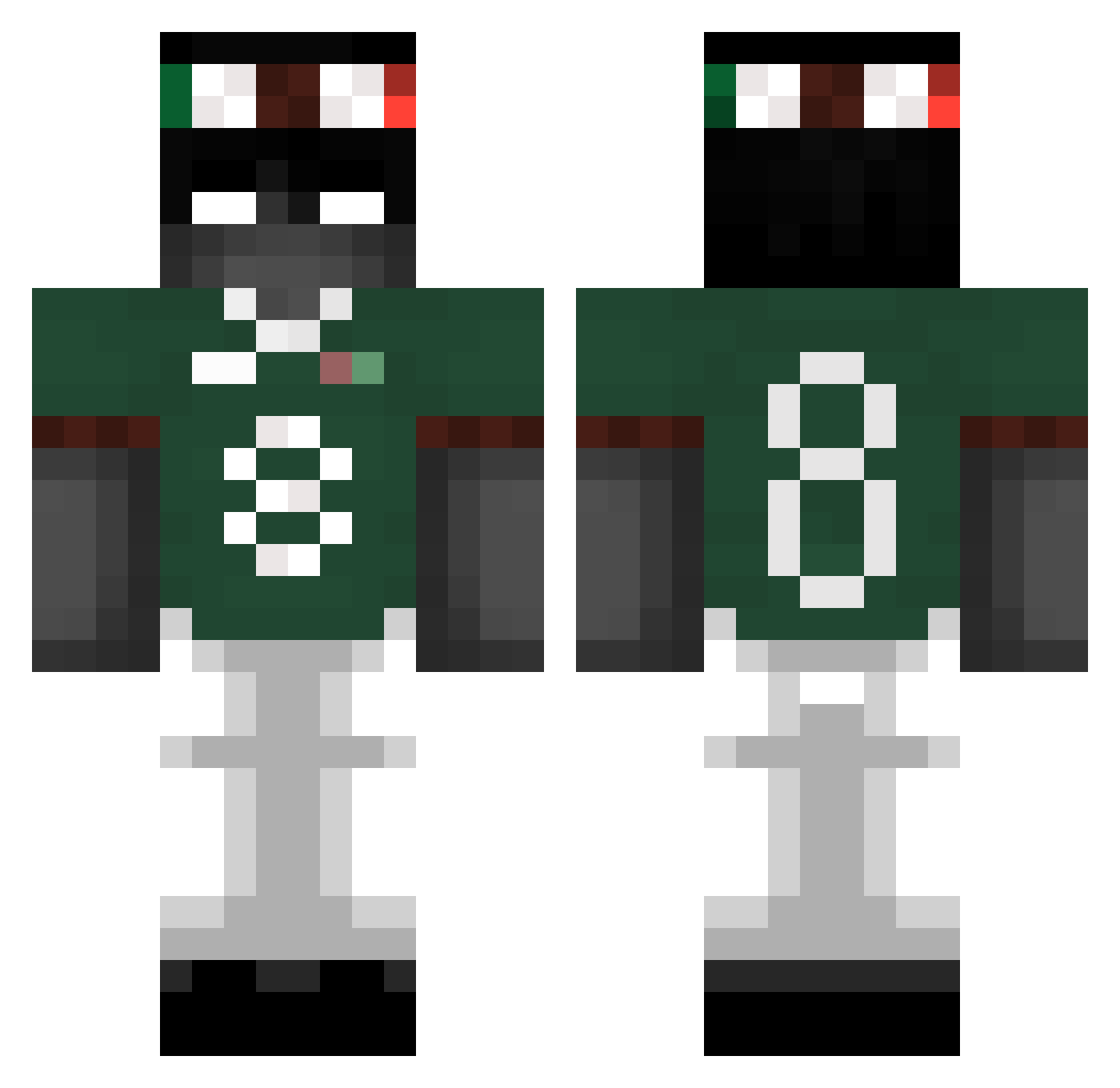 Arman1337 Minecraft skin, front and back view