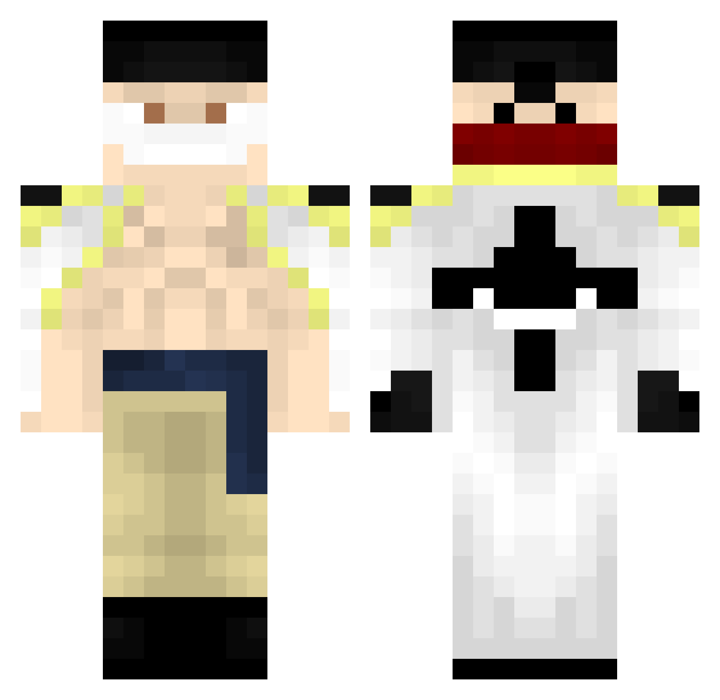 Chanagable Minecraft skin, front and back view