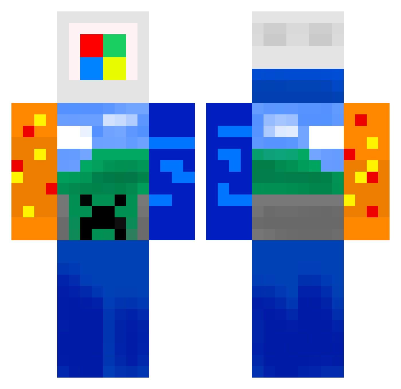 JMidas Minecraft skin, front and back view