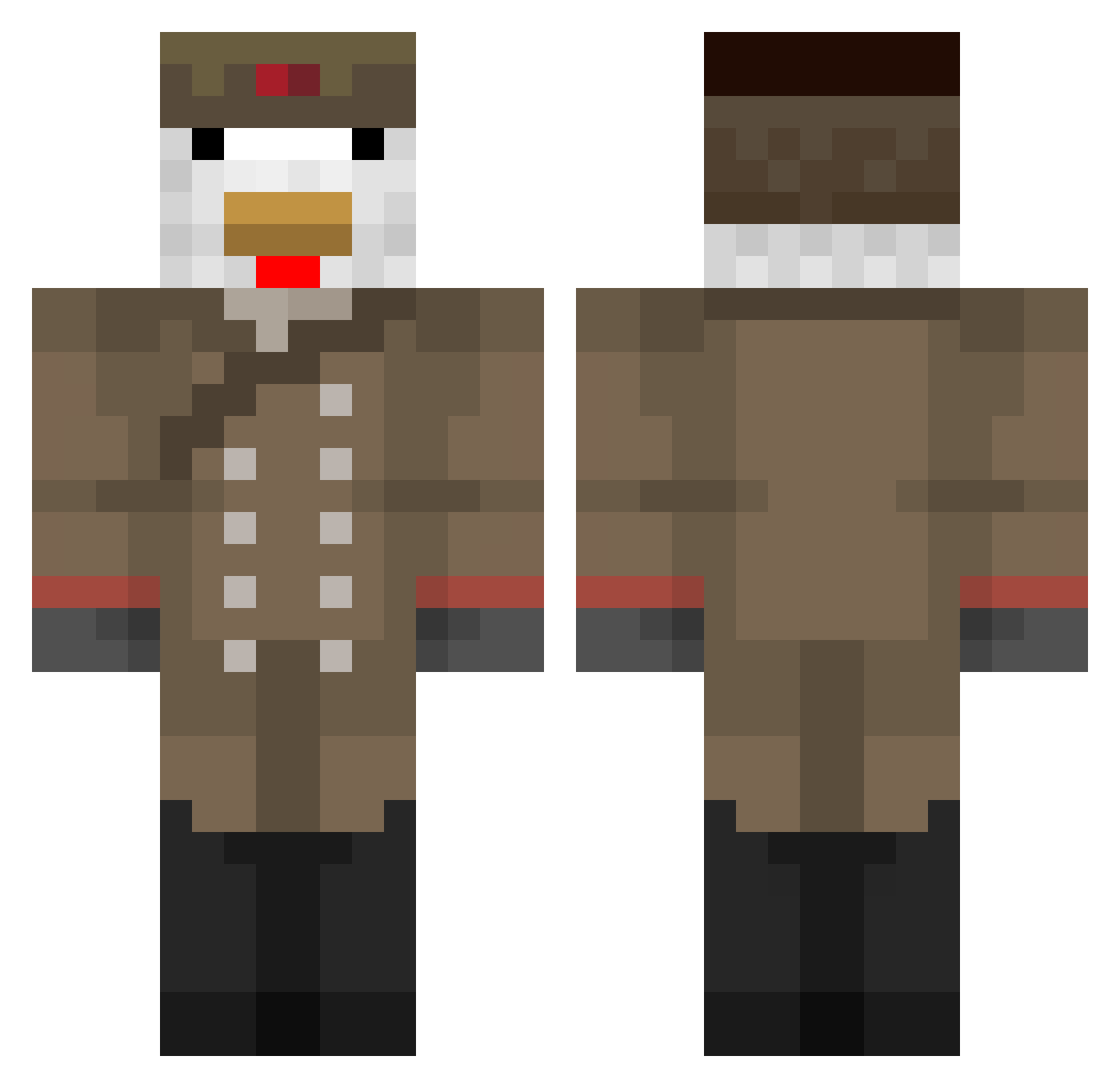 Greenyfam Minecraft skin, front and back view