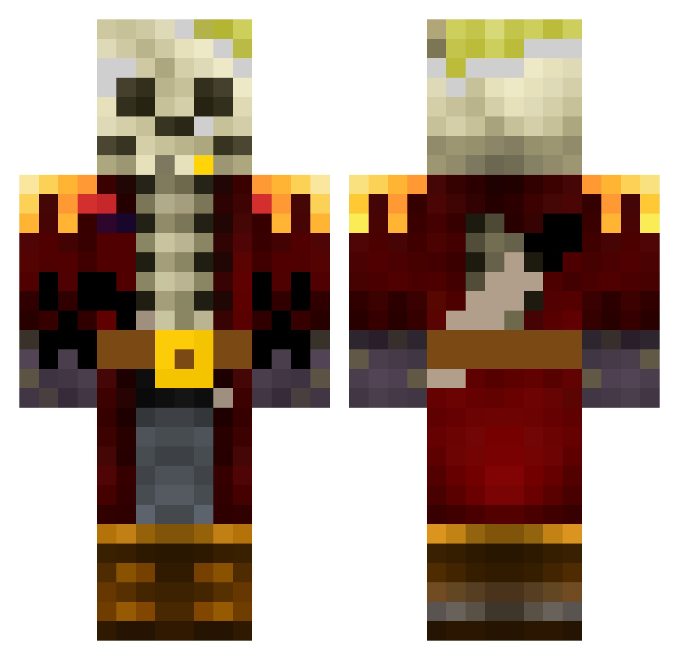 GhostShip Minecraft skin, front and back view