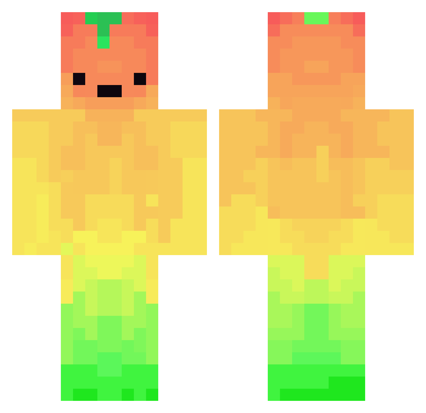 JustADangMango Minecraft skin, front and back view