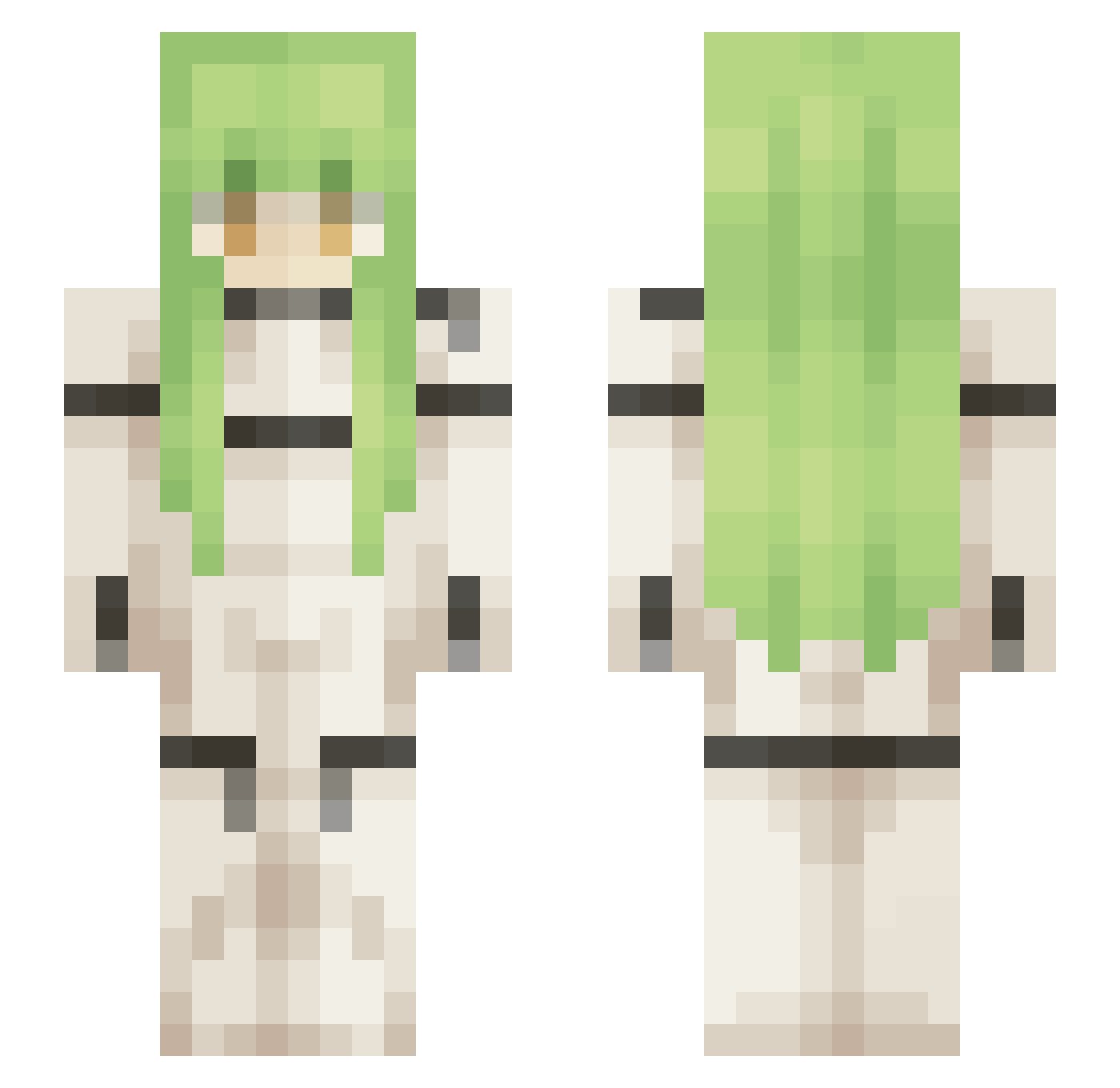 Sezure Minecraft skin, front and back view