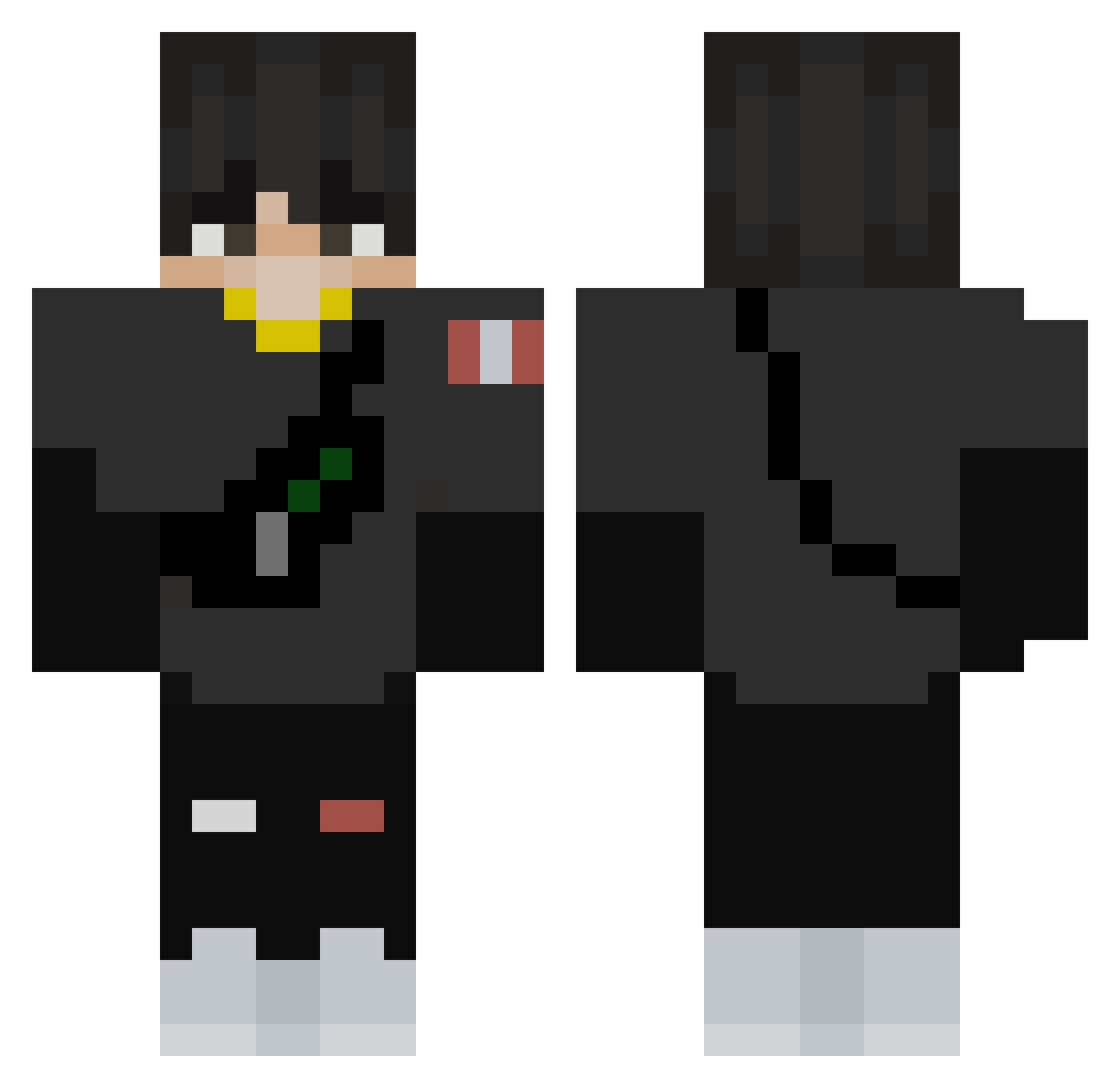 Adrixnx1 Minecraft skin, front and back view