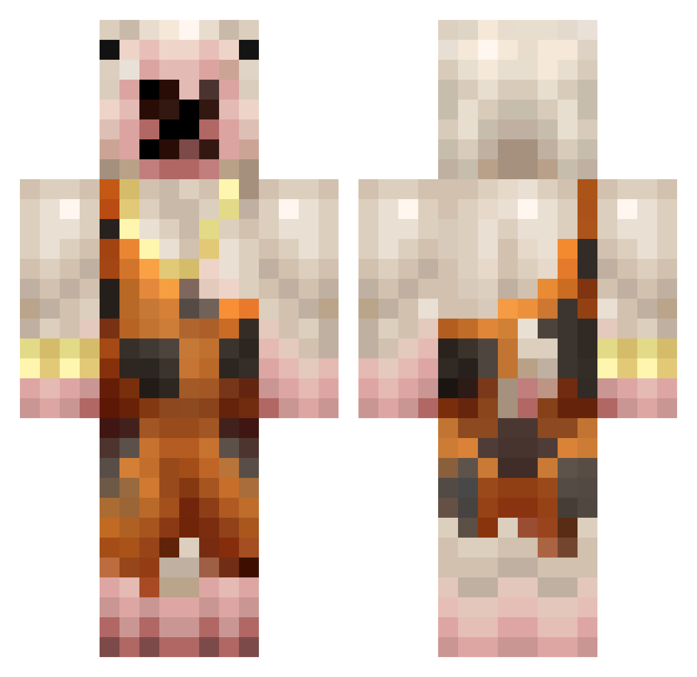 Exviouss Minecraft skin, front and back view
