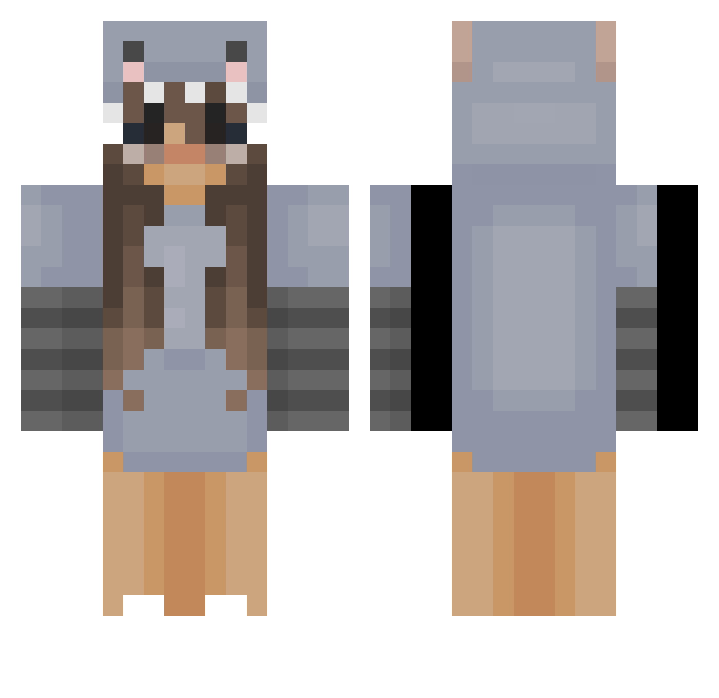 CelesteNotFound Minecraft skin, front and back view