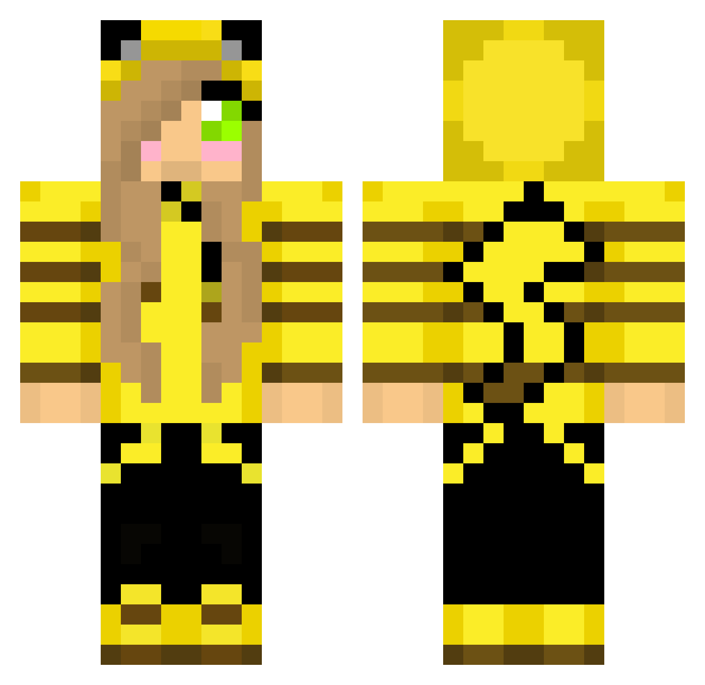 Chevalet Minecraft skin, front and back view