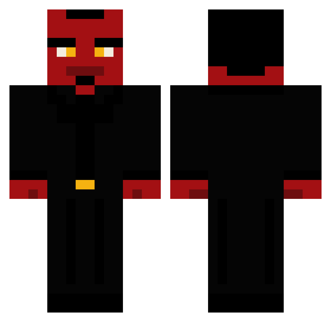 MrFilcure Minecraft skin, front and back view
