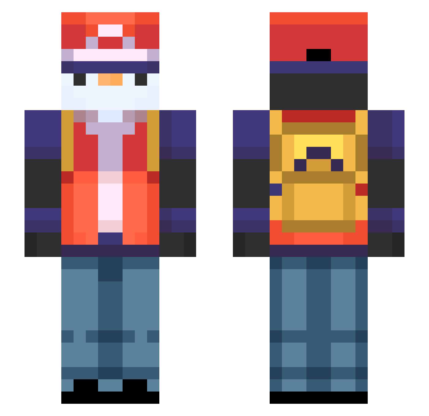 Korzah Minecraft skin, front and back view