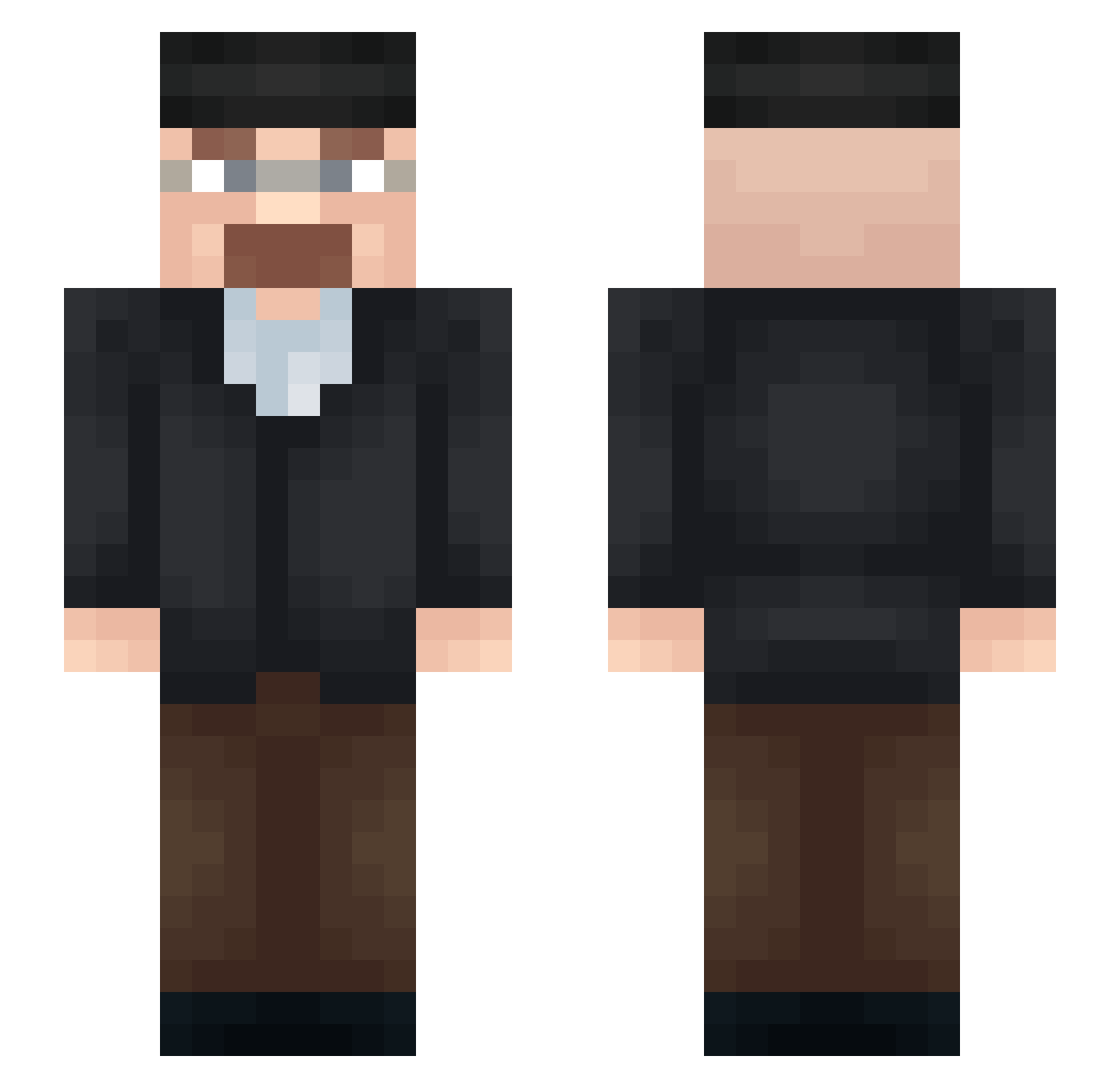 Darkkae Minecraft skin, front and back view