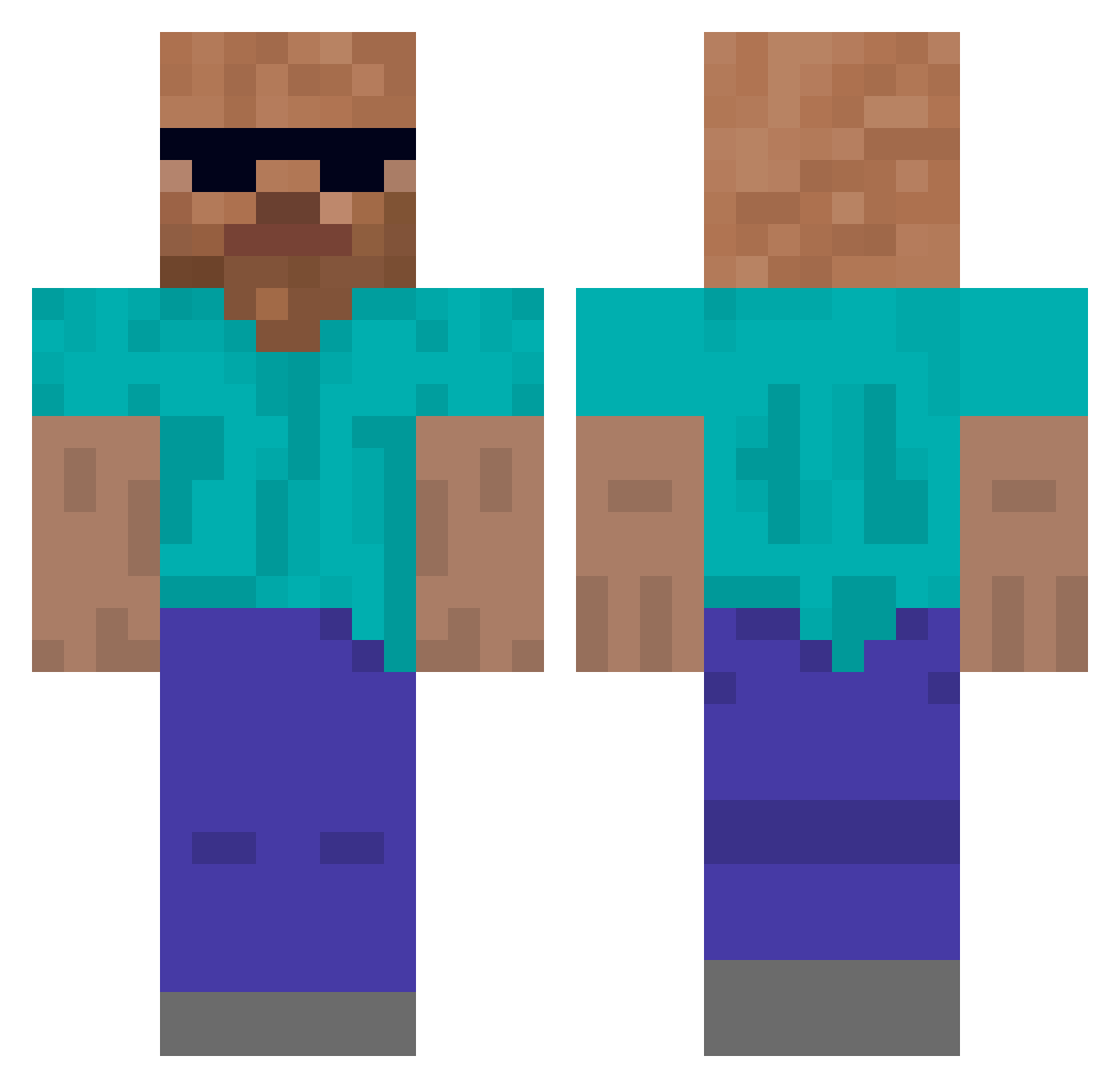 Nemifishy Minecraft skin, front and back view