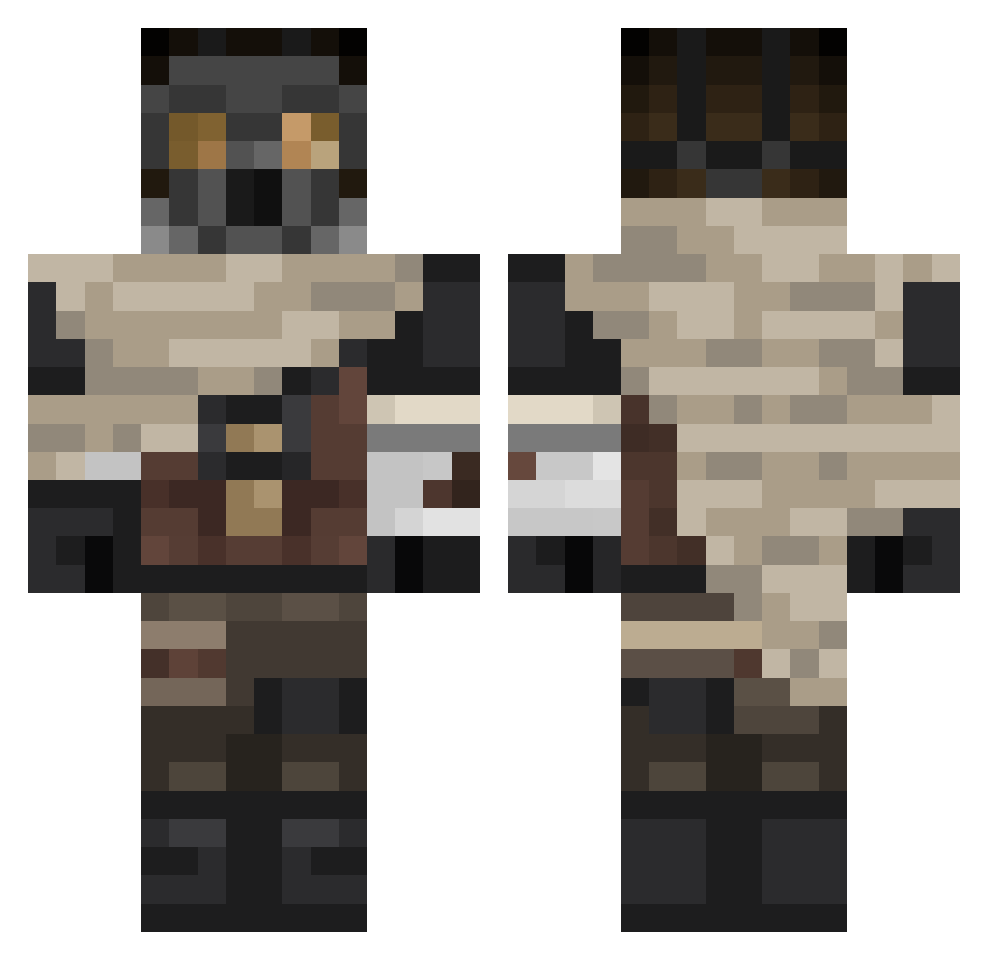 Crasafrask Minecraft skin, front and back view