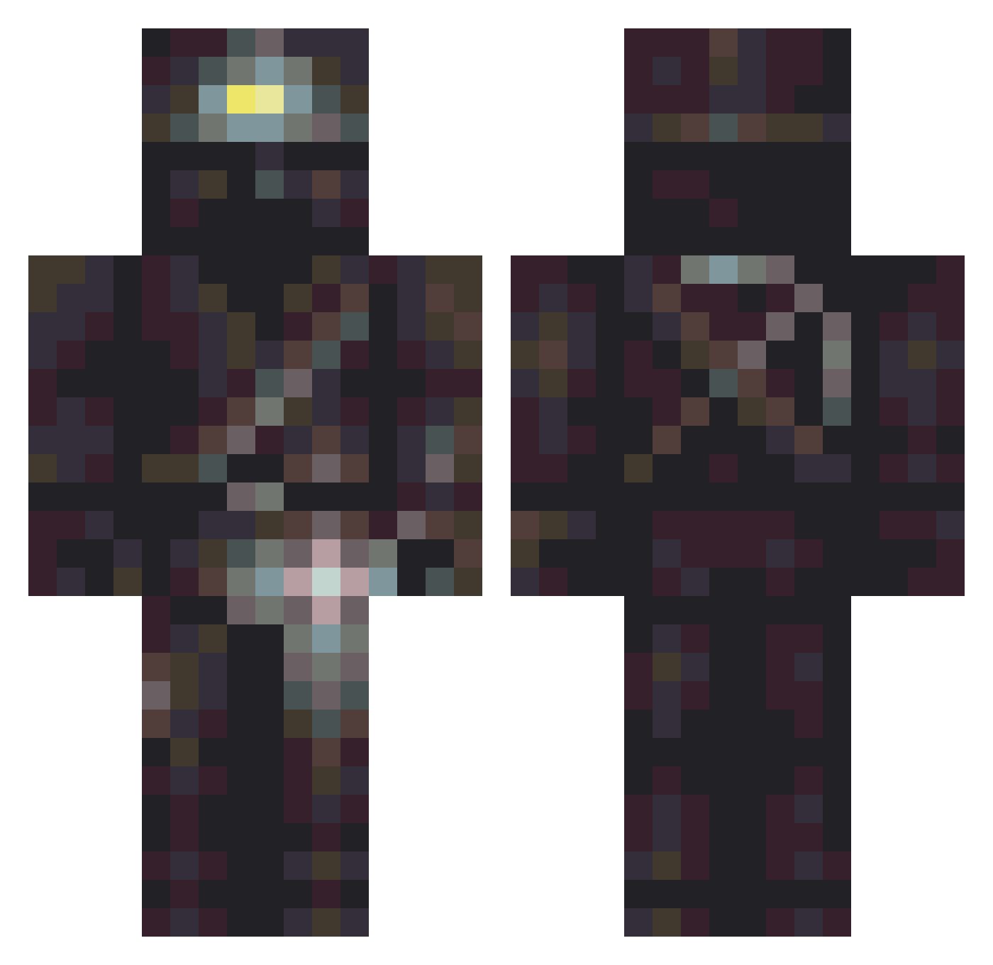 Forestwide Minecraft skin, front and back view