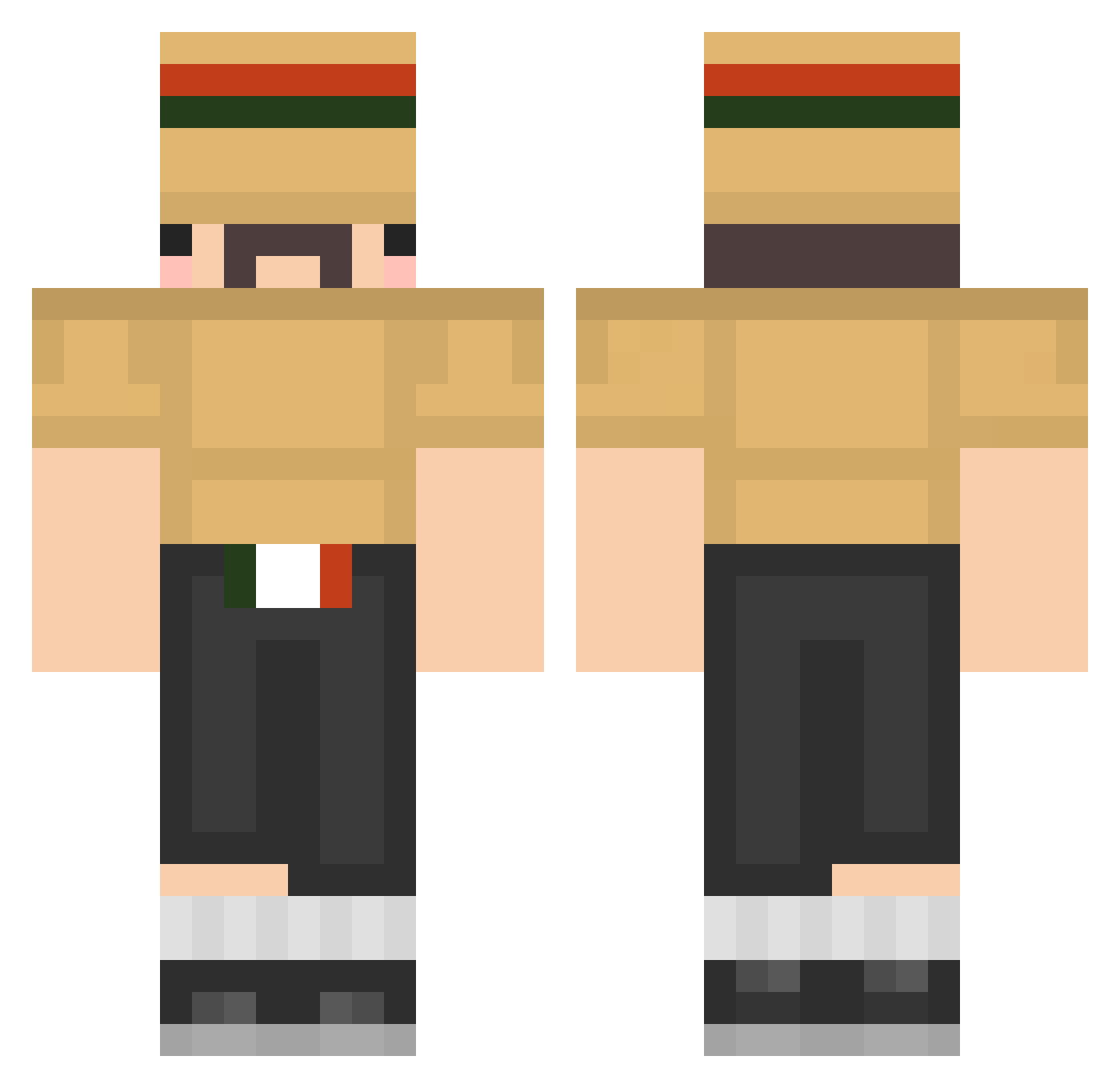 SteifeNippel Minecraft skin, front and back view