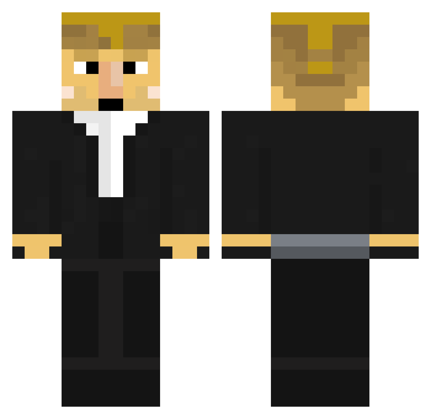 Fischerite Minecraft skin, front and back view