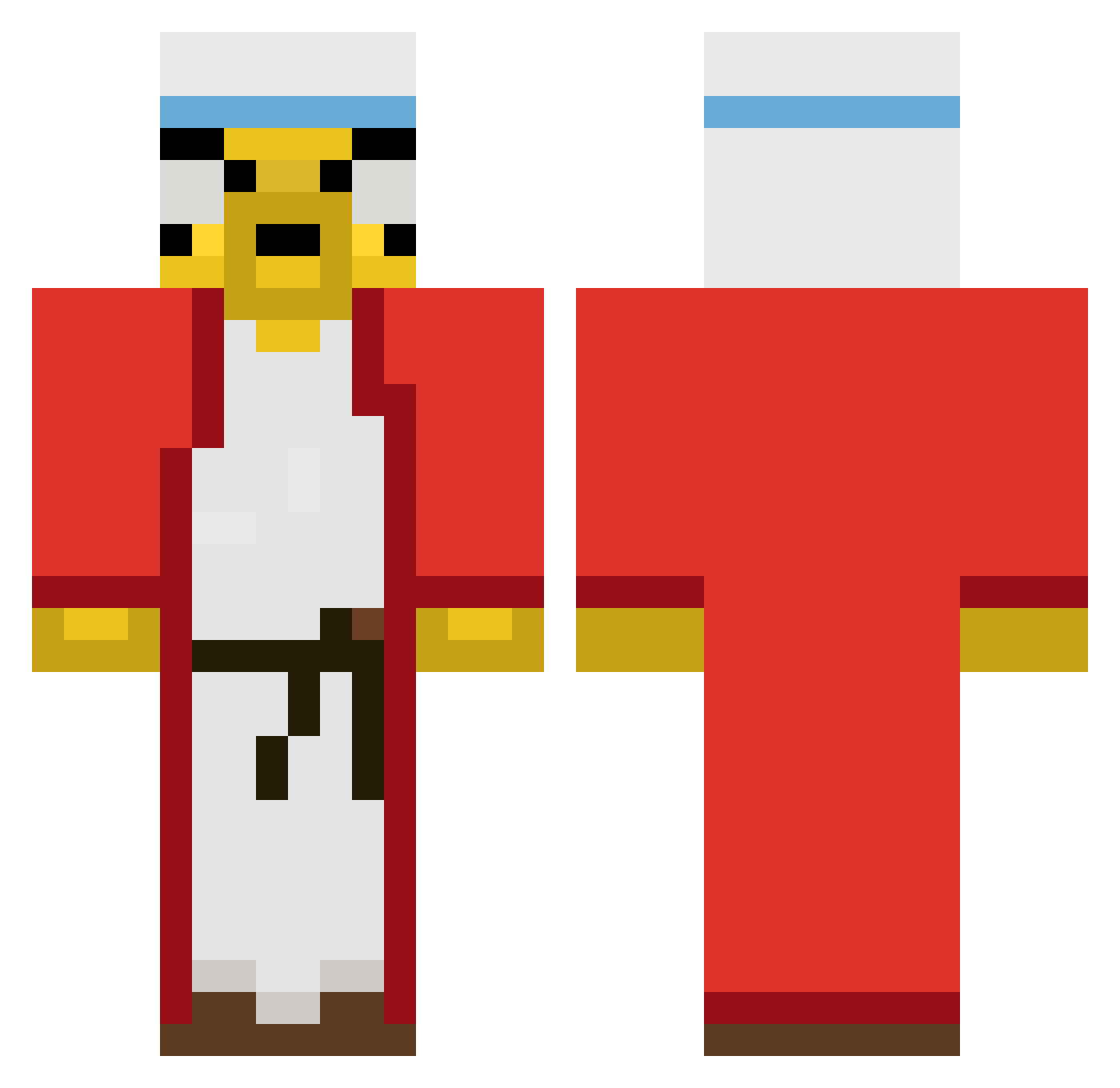 InfamousValle Minecraft skin, front and back view