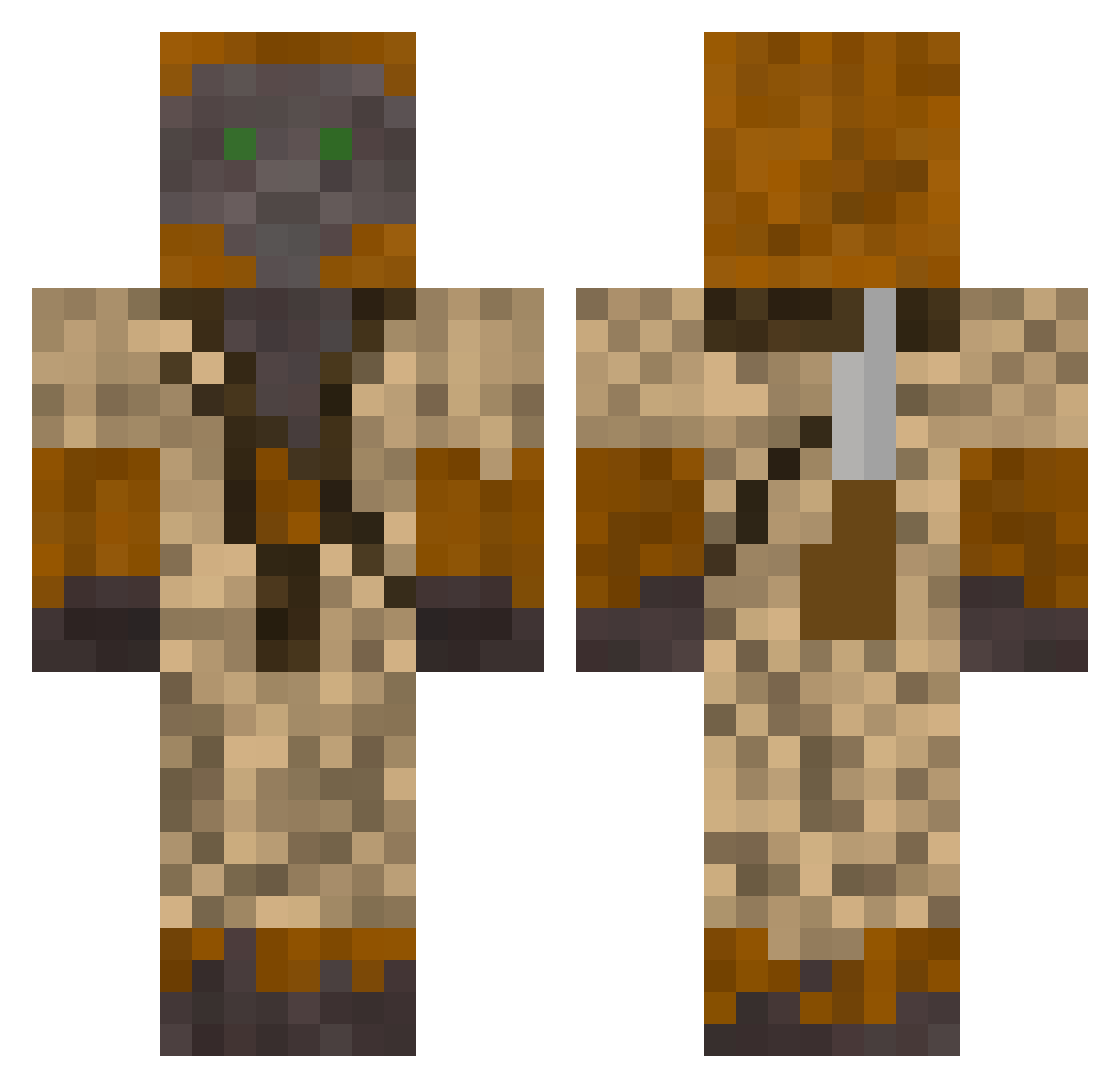 ThatOrangutan Minecraft skin, front and back view