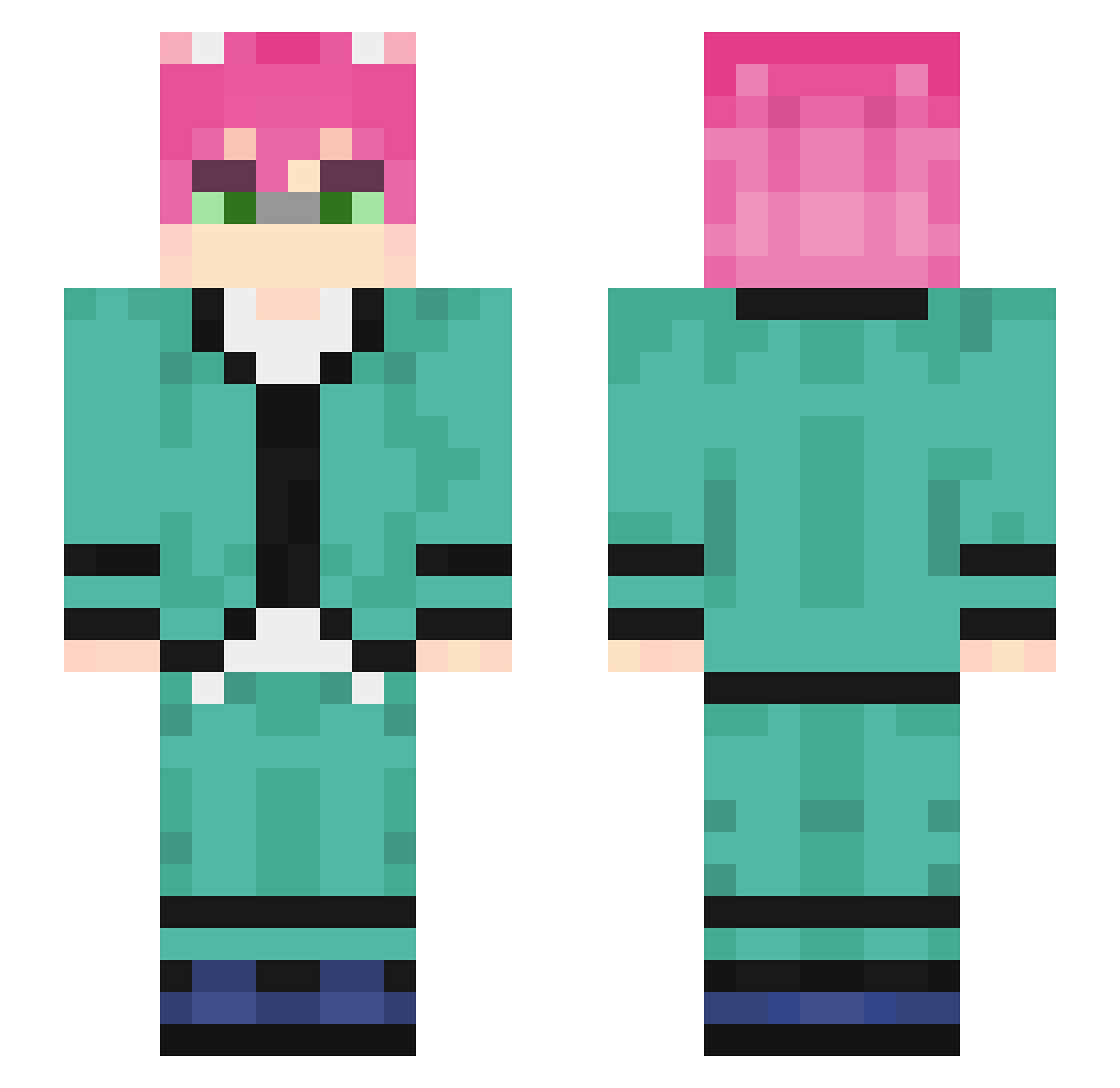 Kepashi Minecraft skin, front and back view