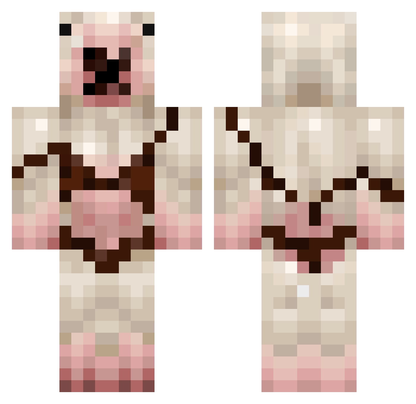 shirtlessmen Minecraft skin, front and back view