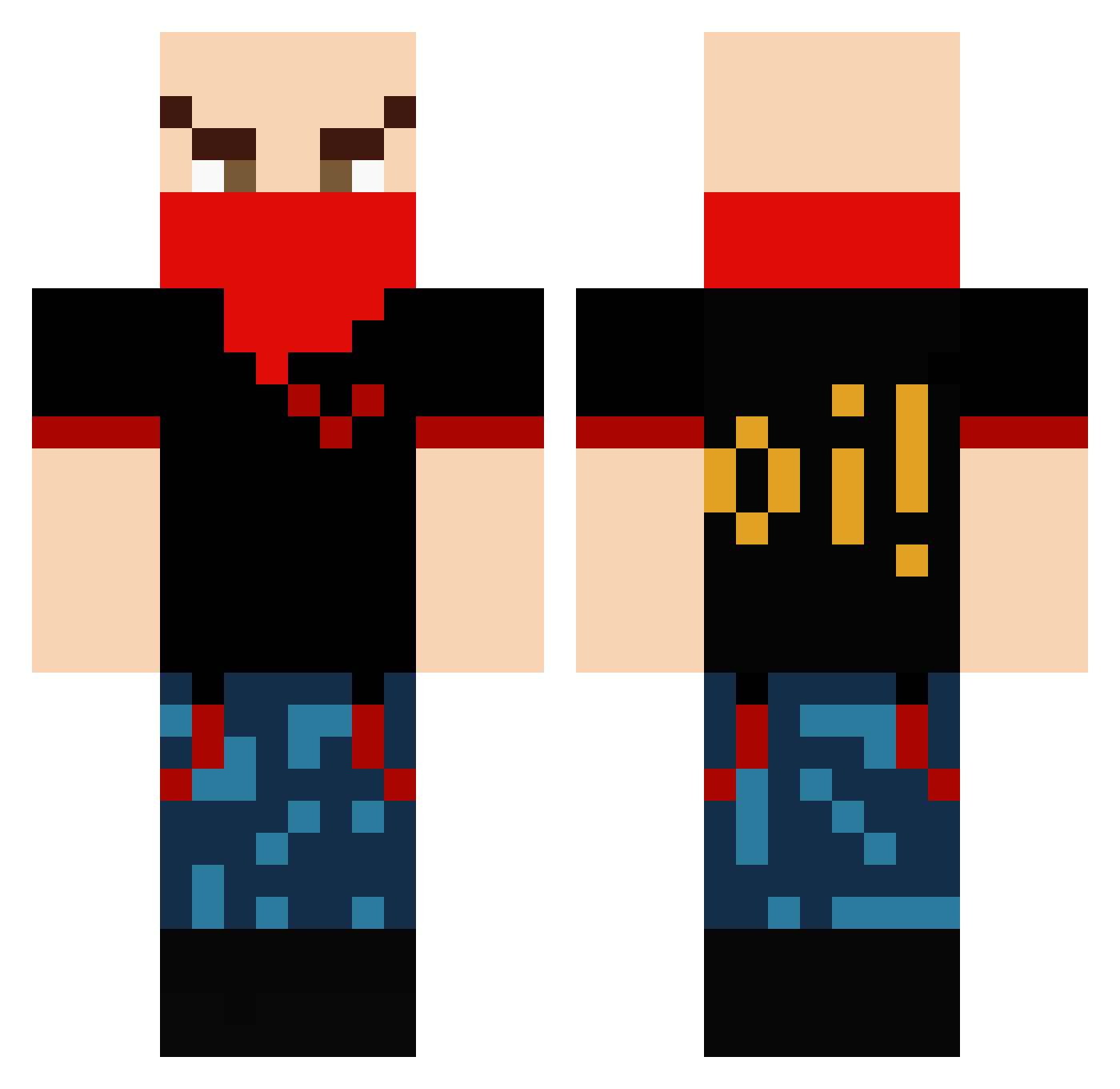 Adamjemachr Minecraft skin, front and back view