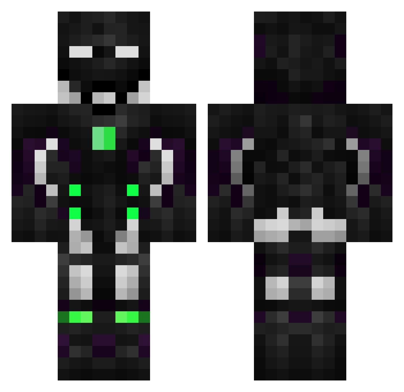 Saurischians Minecraft skin, front and back view