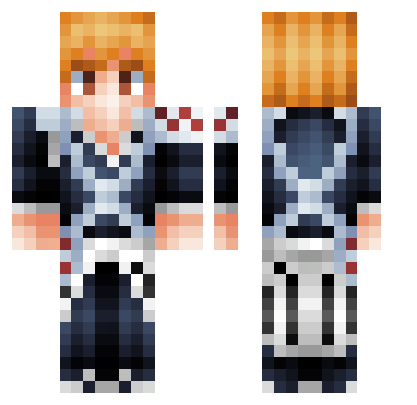 Ayeh_N06 Minecraft skin, front and back view