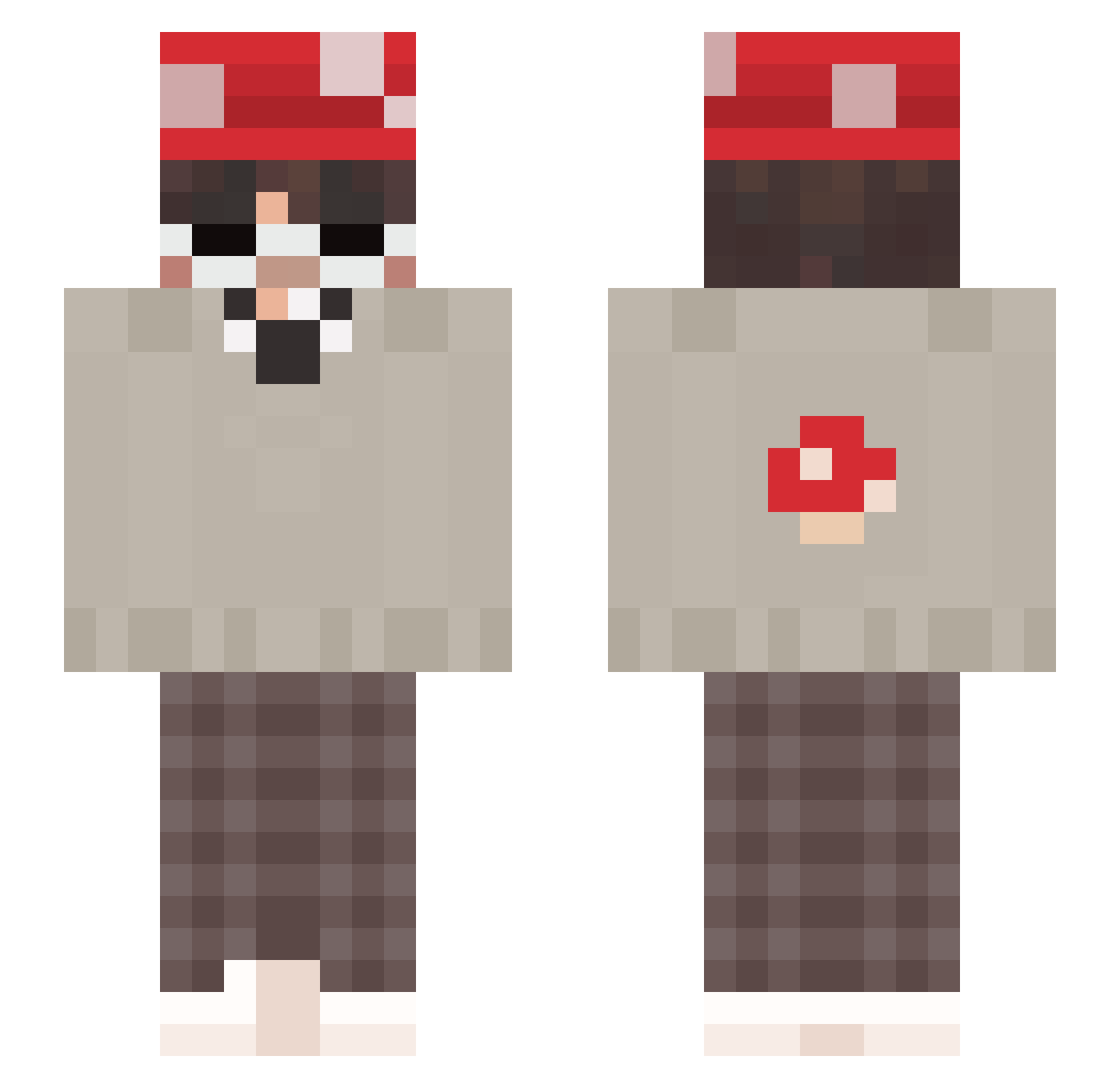 TaigaBotzu Minecraft skin, front and back view