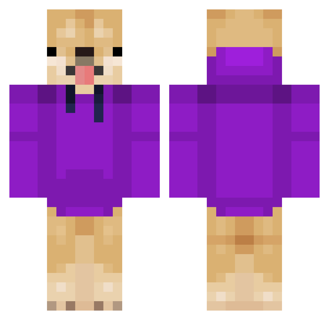 jaWIloXD Minecraft skin, front and back view