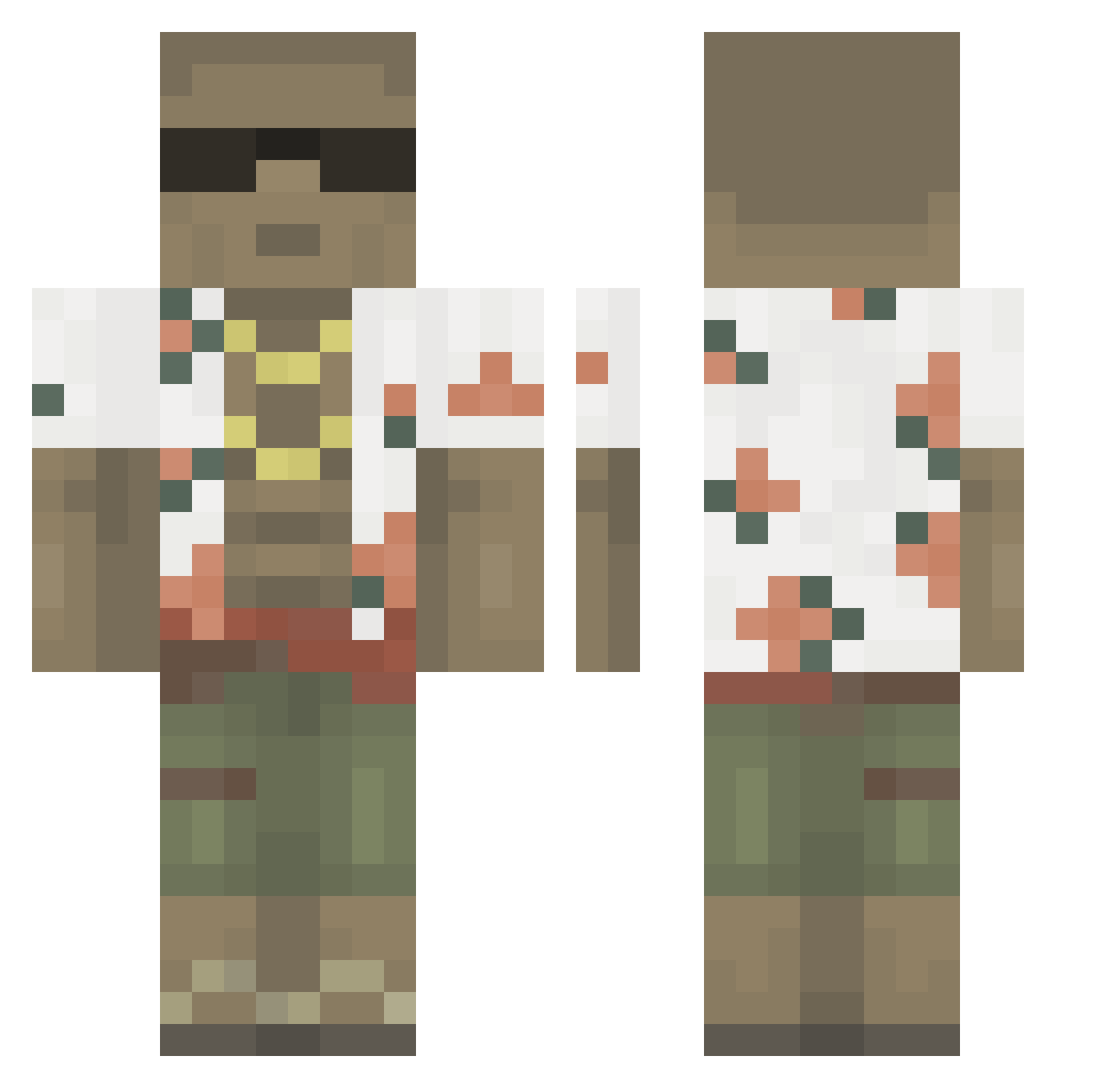 j6ce Minecraft skin, front and back view